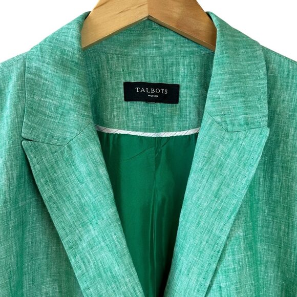 Talbots Woman Green 100% Linen Blazer size 24W Jacket - Picture 4 of 7
